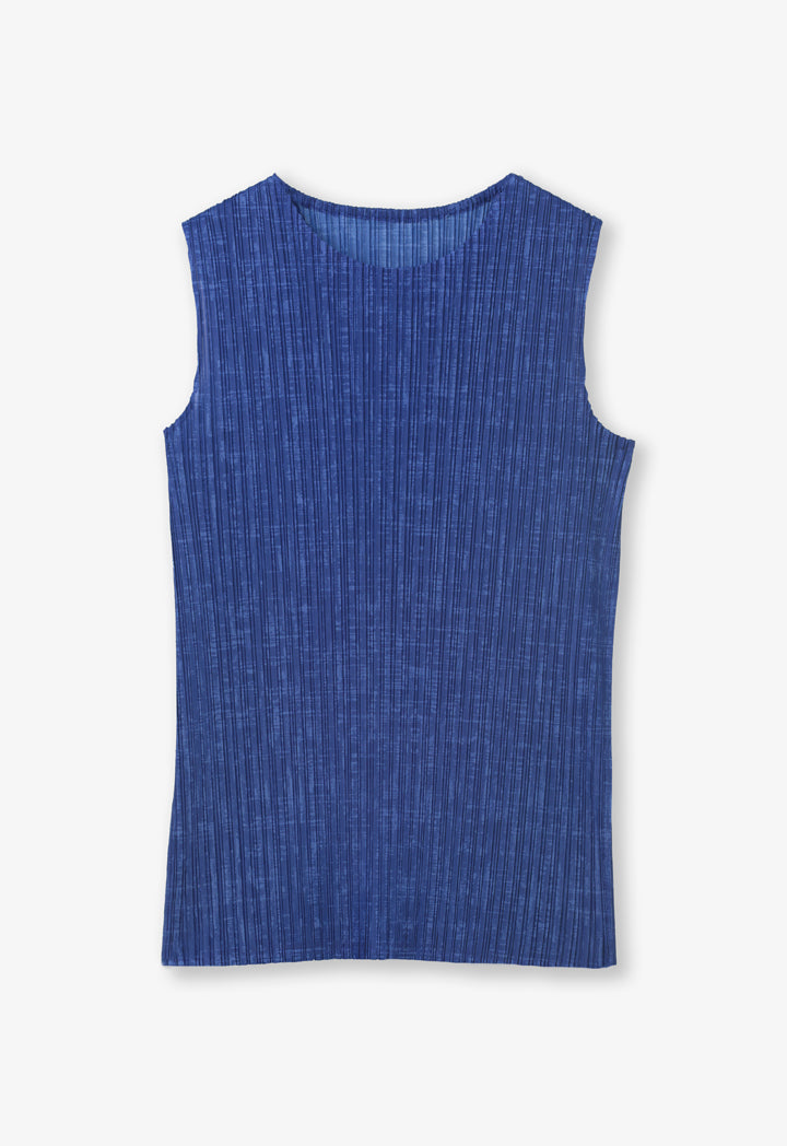 Choice Electric Pleated Sleeveless Casual Top Indigo