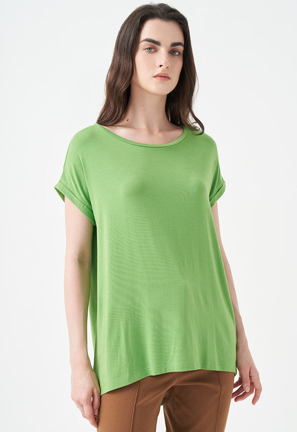 Choice Solid Continuous Short Sleeves T-Shirt Green