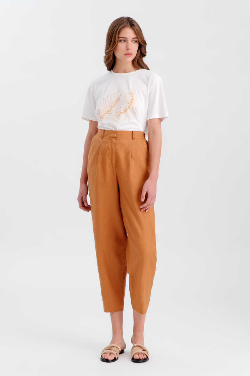 Choice Solid Wide Pants With Elasticated Waist Caramel