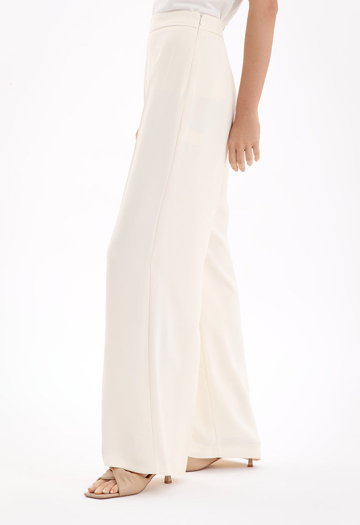 Choice Solid Wide Leg Pants Cream