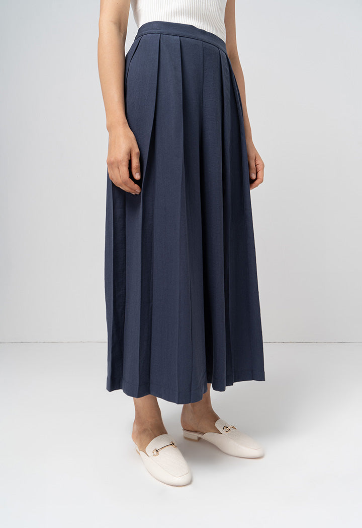 Choice Box Pleated Wide Leg Trouser Navy