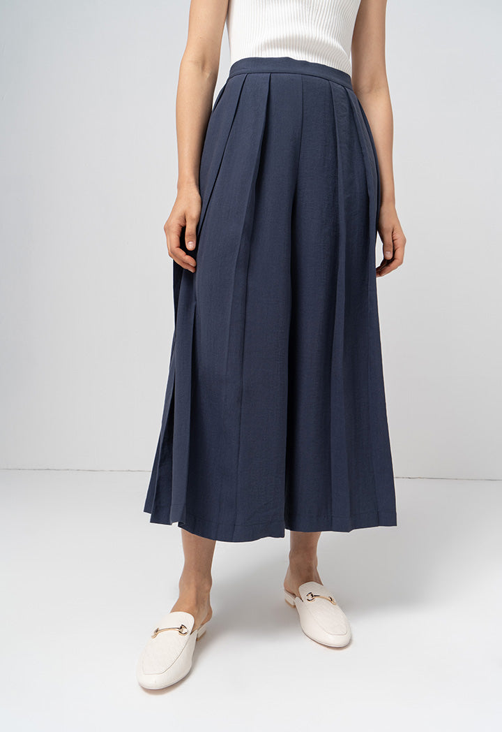 Choice Box Pleated Wide Leg Trouser Navy
