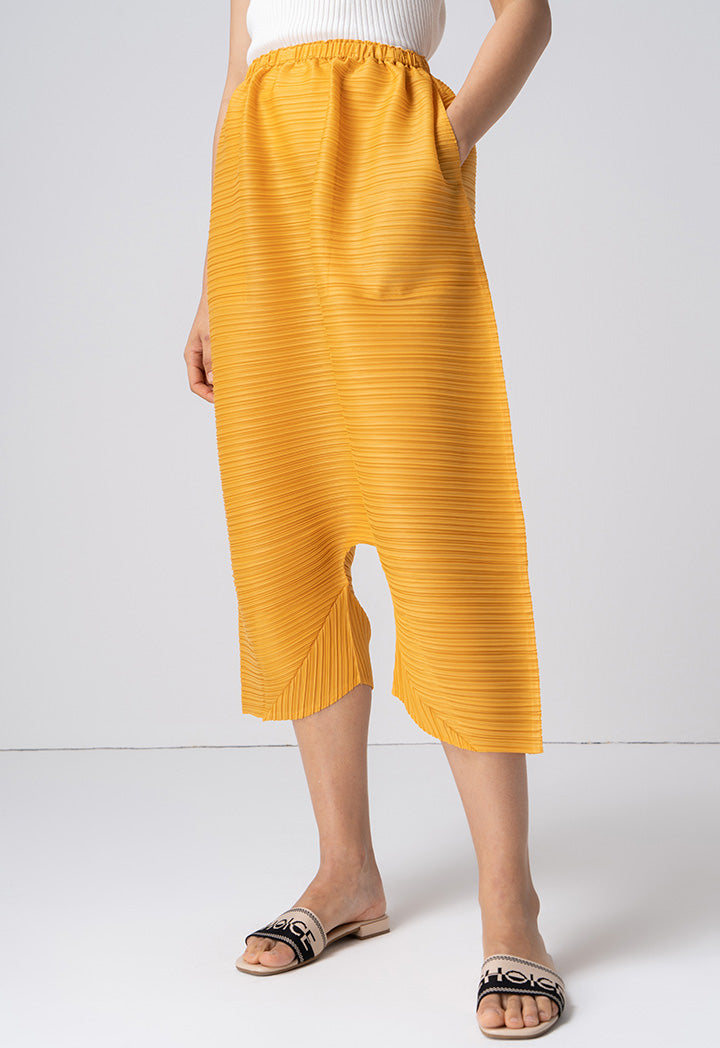 Choice Pleated Culottes Trousers Mustard