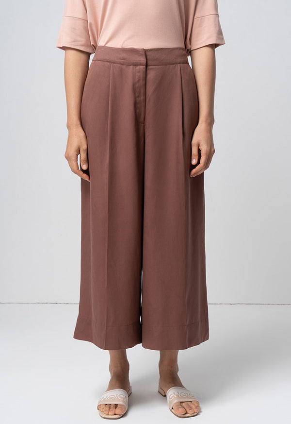 Choice Single Tone Straight Wide Legs Trouser Brown