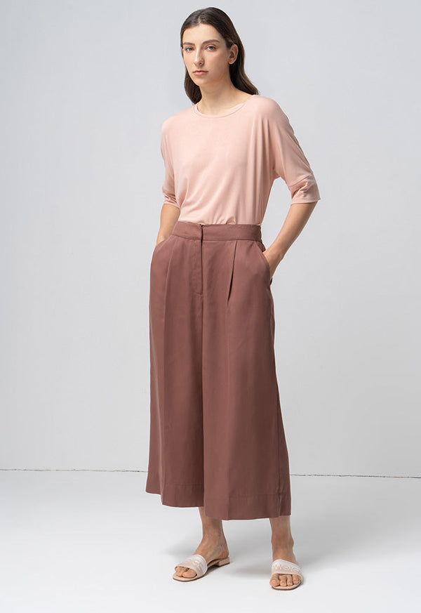 Choice Single Tone Straight Wide Legs Trouser Brown