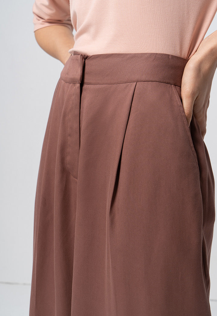 Choice Single Tone Straight Wide Legs Trouser Brown