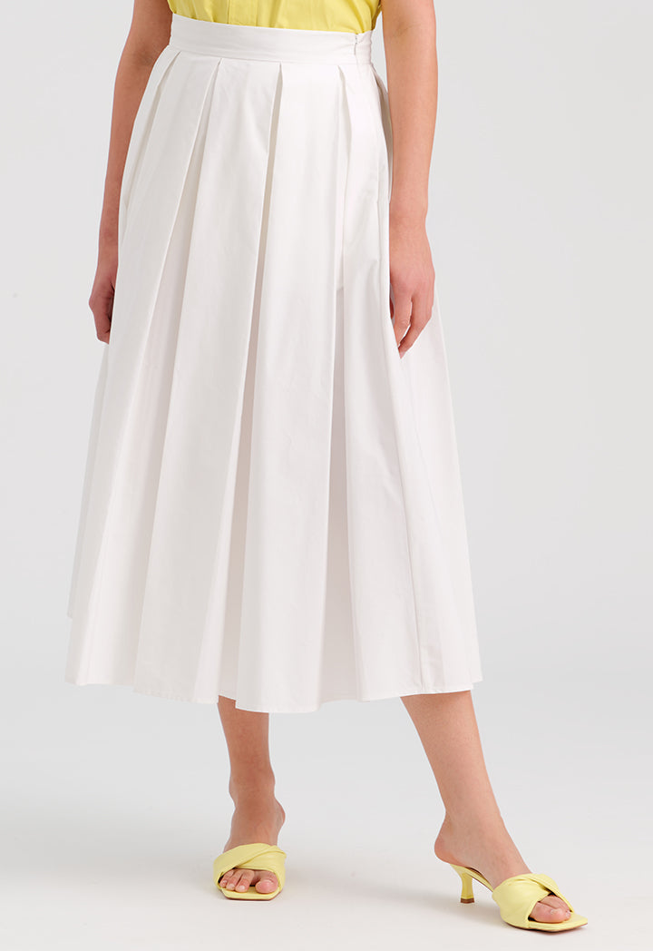 Choice Inverted Pleat Solid Skirt Off White