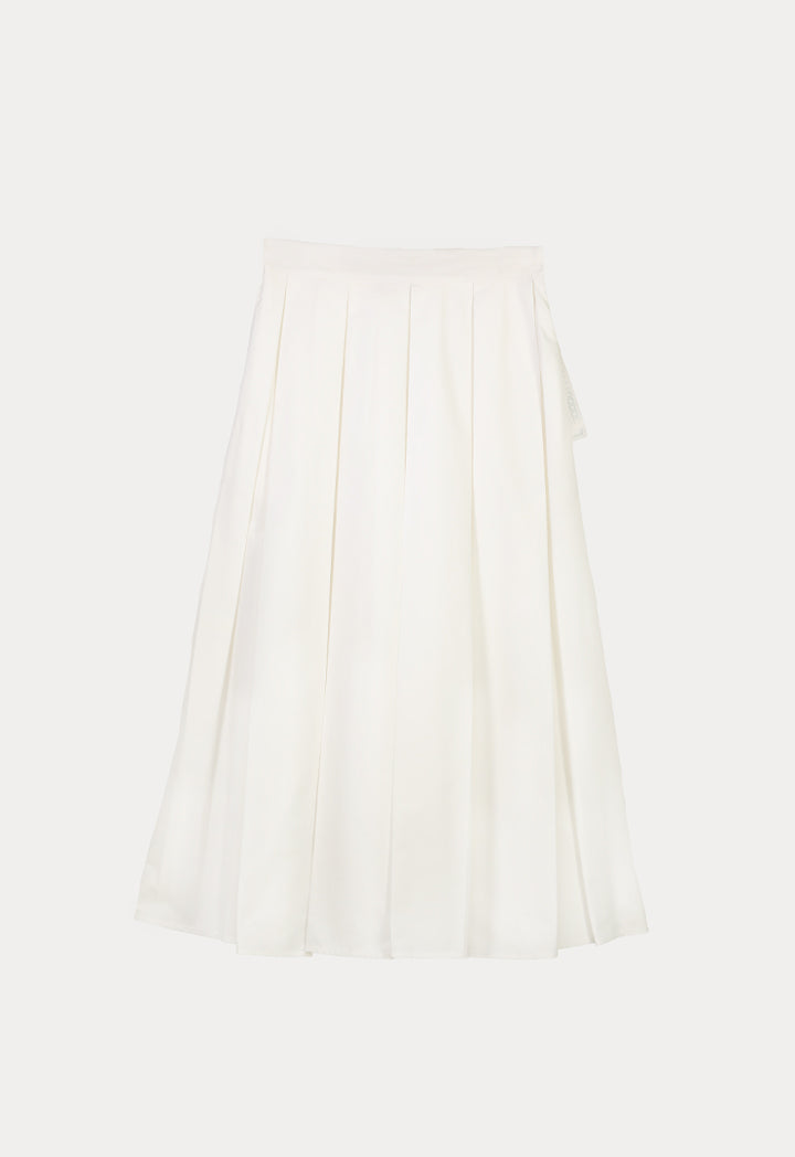 Choice Inverted Pleat Solid Skirt Off White