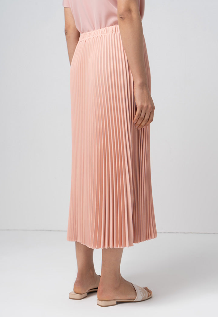 Choice Single Tone Pleated Accordion Skirt Blush