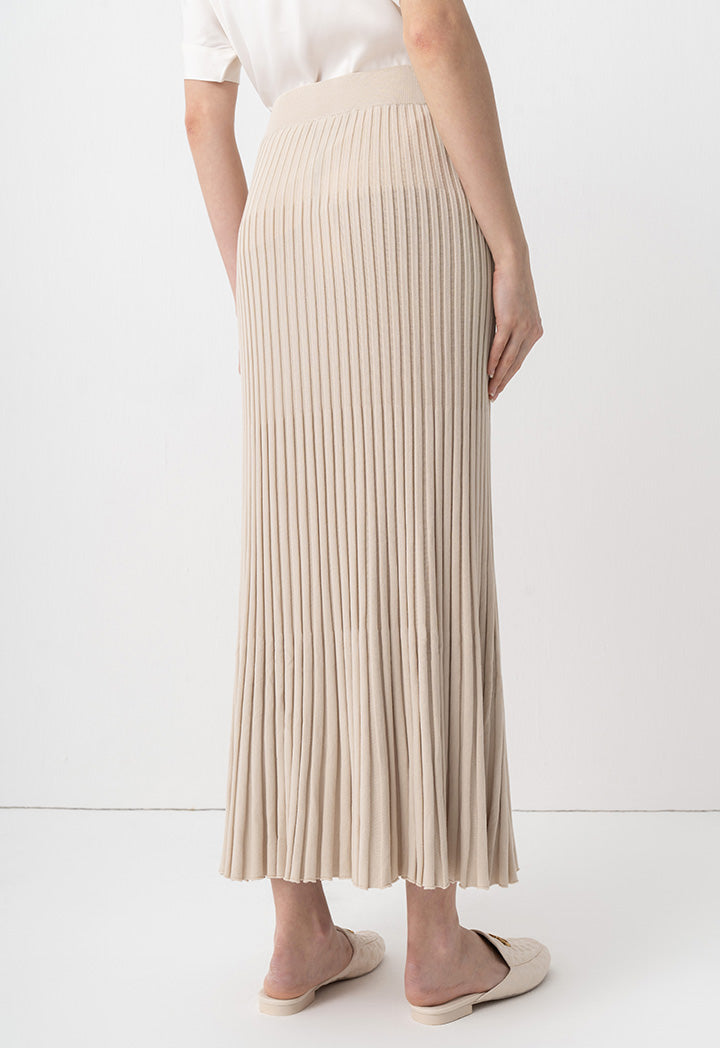 Choice Solid Pleated Textured Knitted Skirt Stone