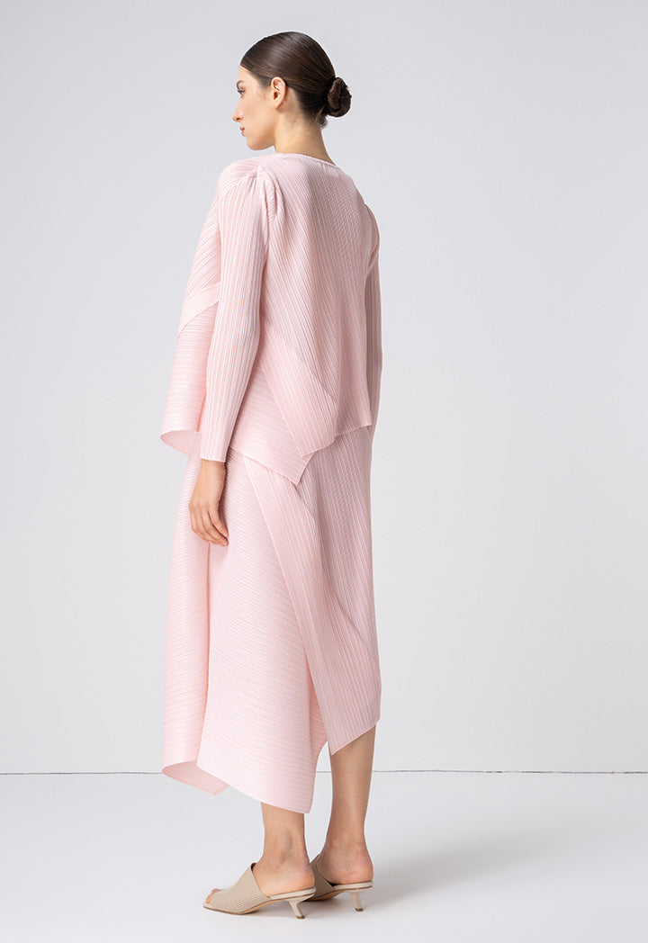 Choice Asymmetrical Pleated Blouse Pink