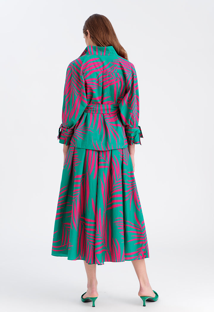 Choice Collared Printed Kimono Blouse Green