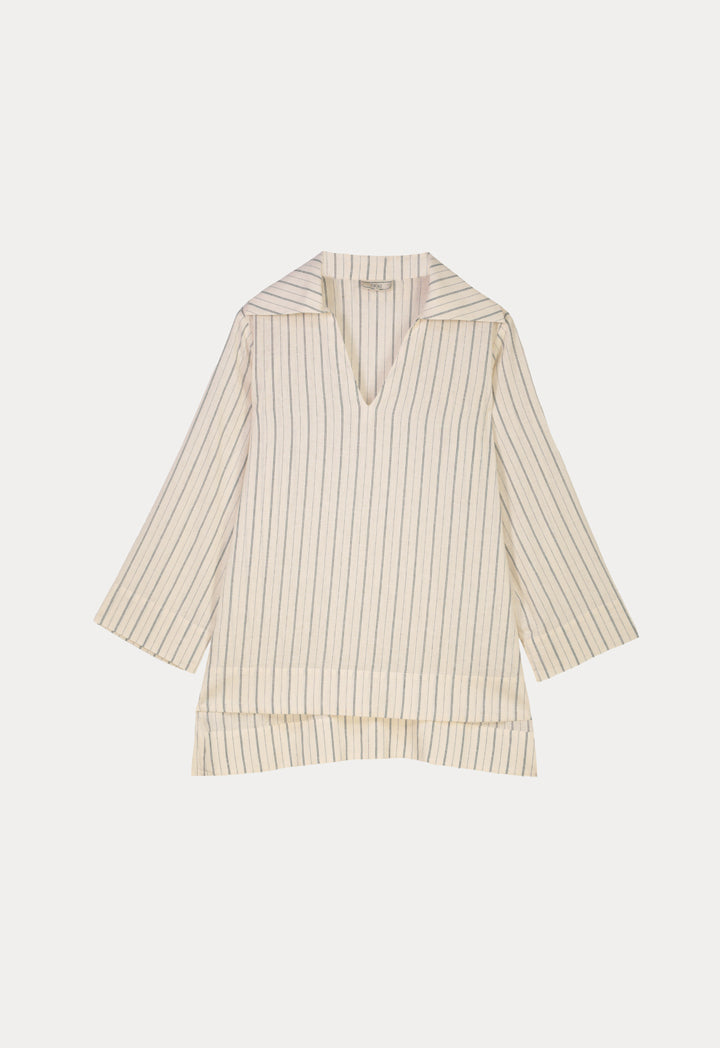 Choice Striped Pattern Shirt Creame / Black