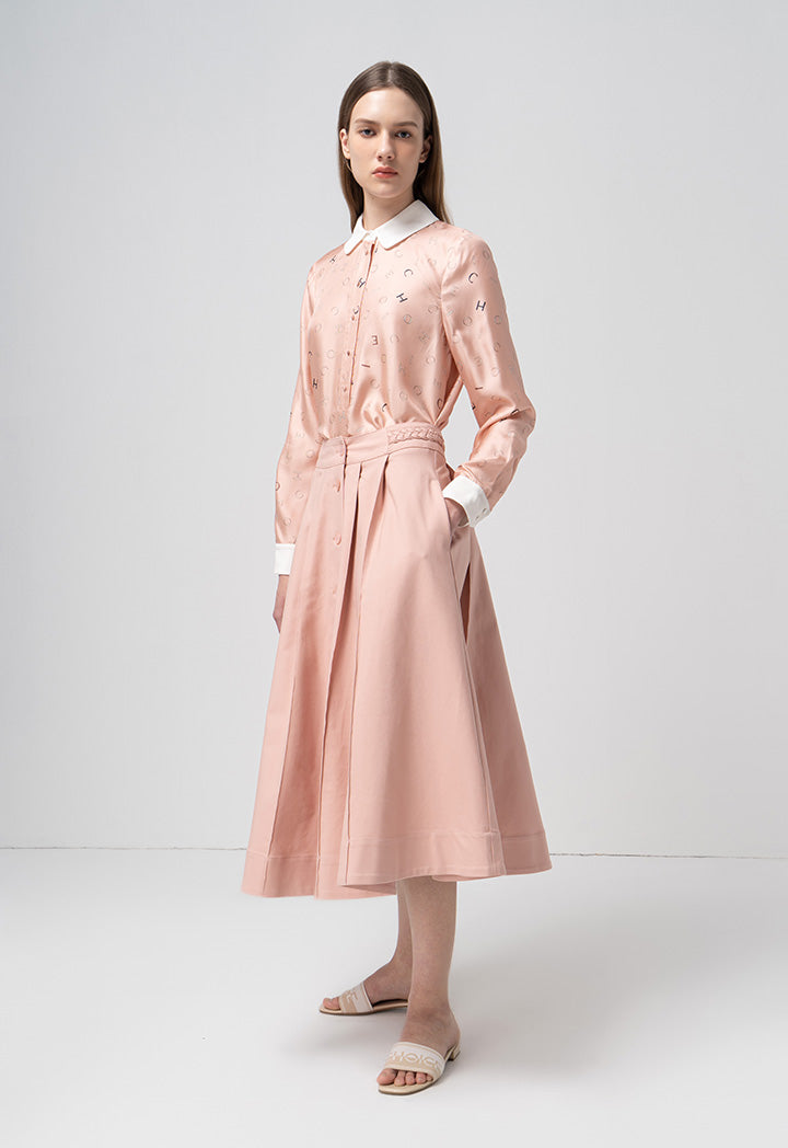 Choice Printed Monogram Peter Pan Collar Shirt Print