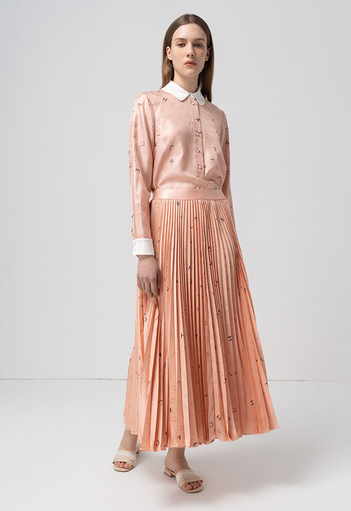 Choice Printed Monogram Peter Pan Collar Shirt Print