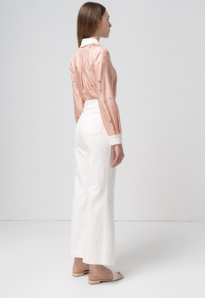 Choice Printed Monogram Peter Pan Collar Shirt Print