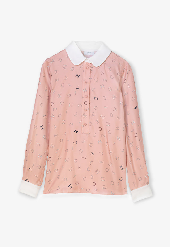 Choice Printed Monogram Peter Pan Collar Shirt Print