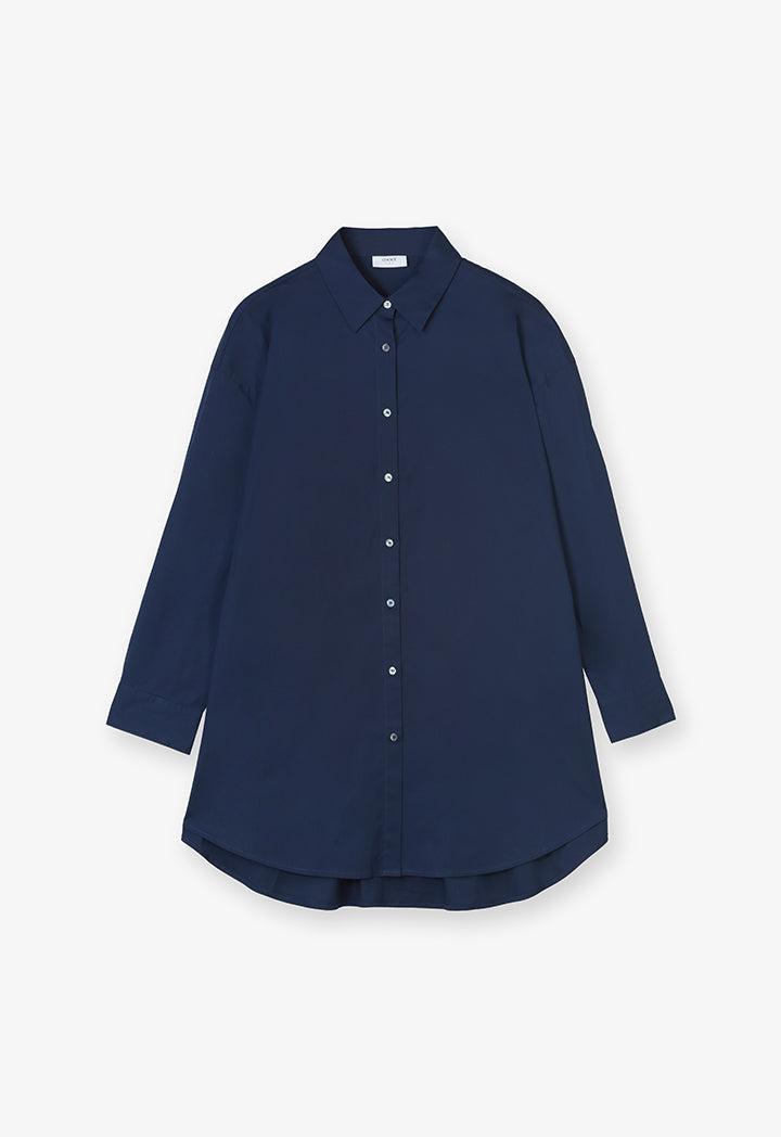 Choice Flared Long Sleeves Shirt  Navy