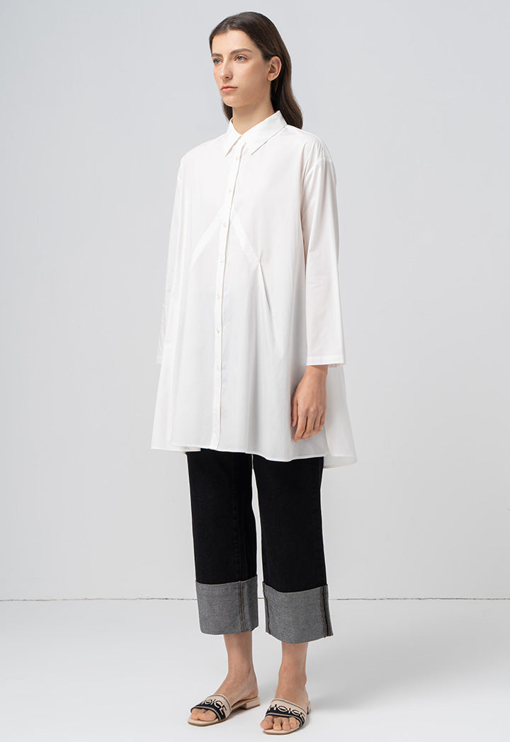 Choice Oversize Pleated Flared Shirt Offwhite