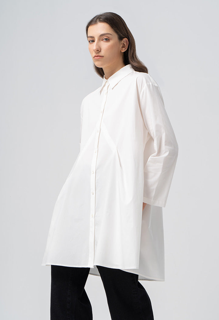 Choice Oversize Pleated Flared Shirt Offwhite