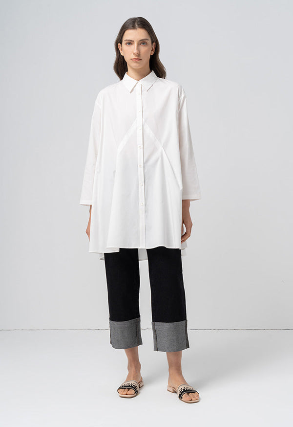 Choice Oversize Pleated Flared Shirt Offwhite