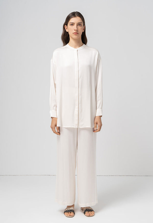 Choice Solid Long Sleeves Shirt Cream