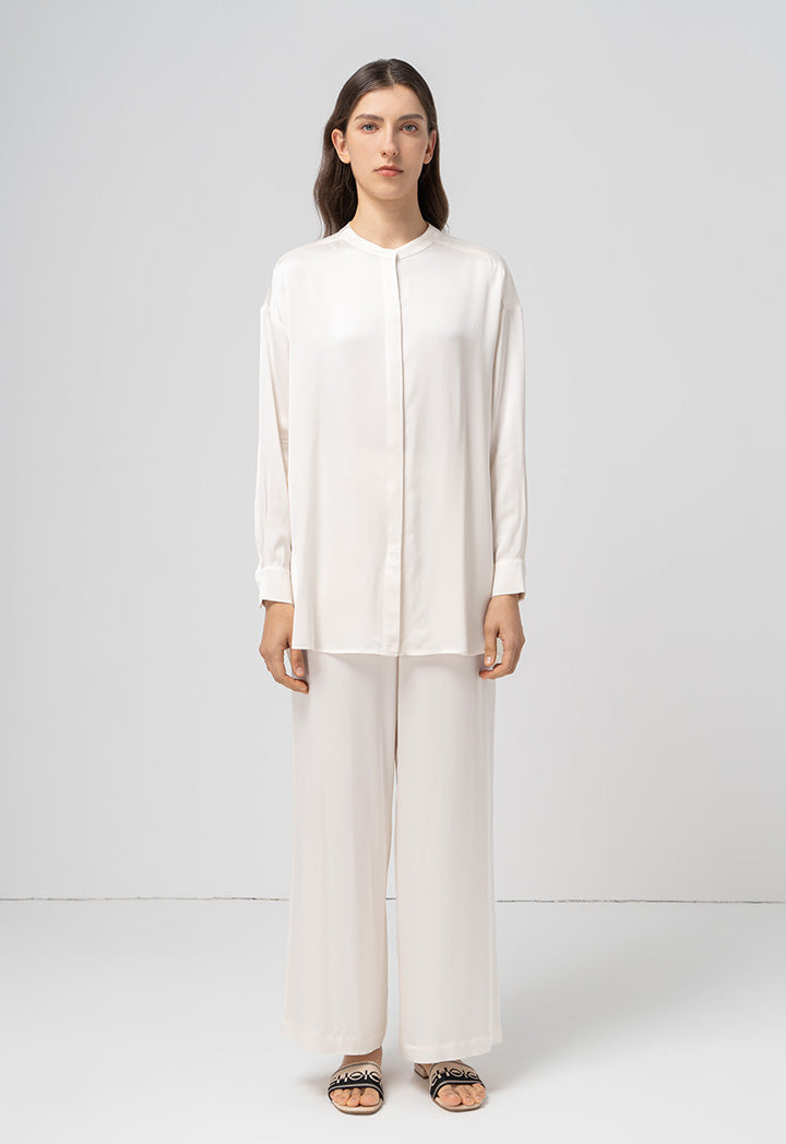 Choice Solid Long Sleeves Shirt Cream