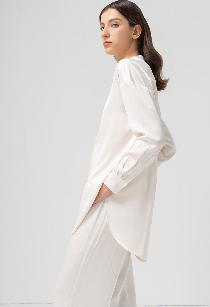 Choice Solid Long Sleeves Shirt Cream