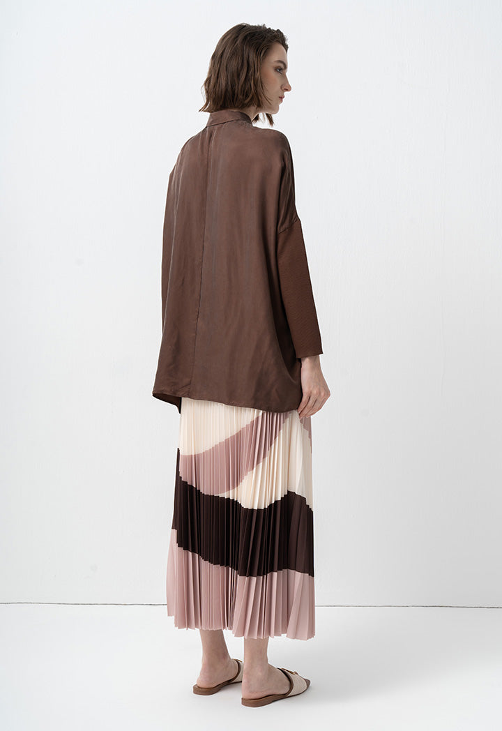 Choice Solid Oversized Drop Shoulders Shirt Brown