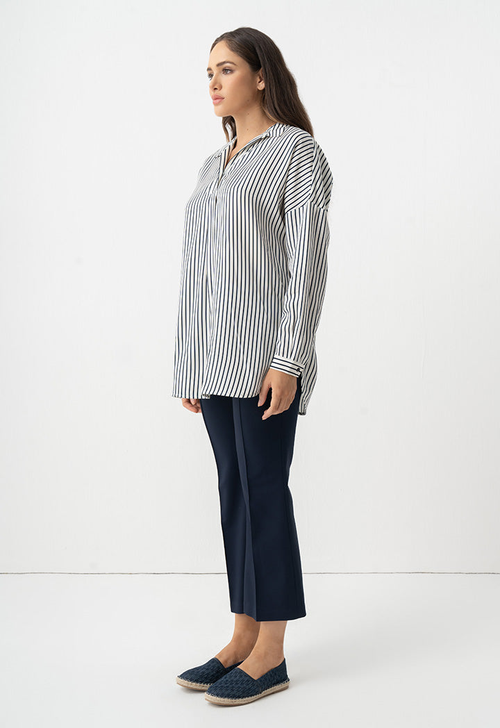 Choice Striped Drop Shoulder Shirt Navy