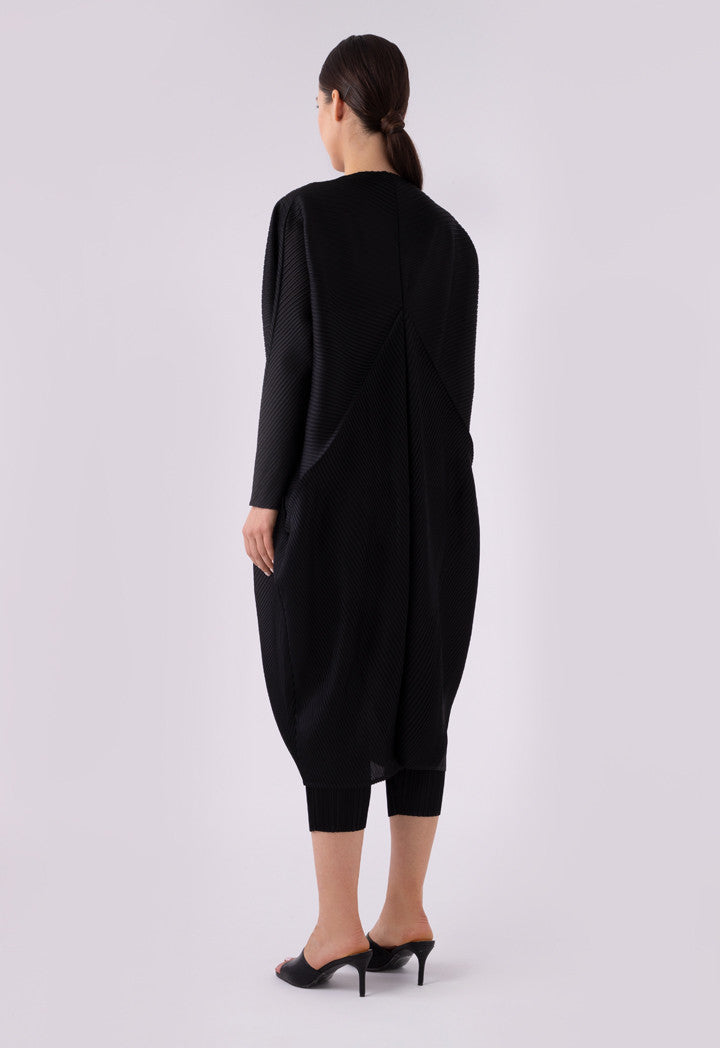 Choice Egg Shape Electric Pleated Outerwear Black