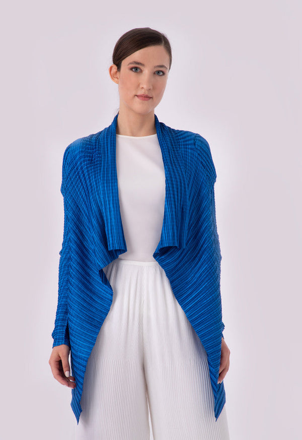 Choice Electric Pleated Waterfall Cardigan Blue