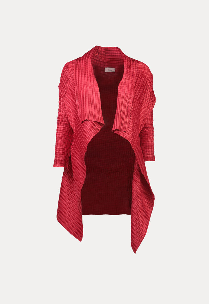 Choice Electric Pleated Waterfall Cardigan Red