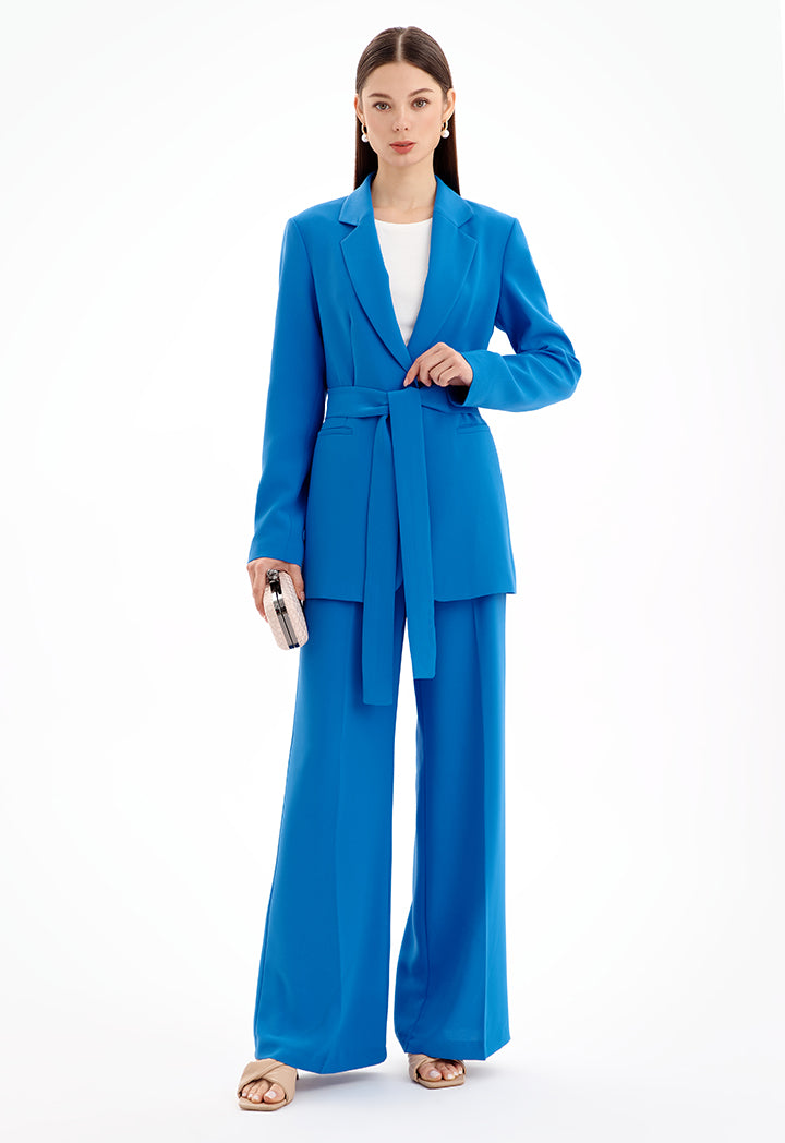 Choice Solid Notched Lapel Blazer Blue