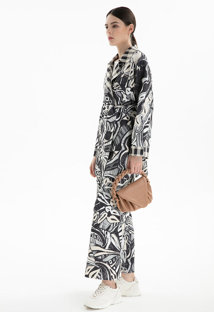 Choice Printed Neoprene Jacket With Belt Print