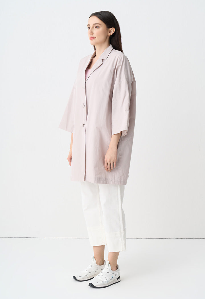 Choice Solid Single Breasted Jacket Beige