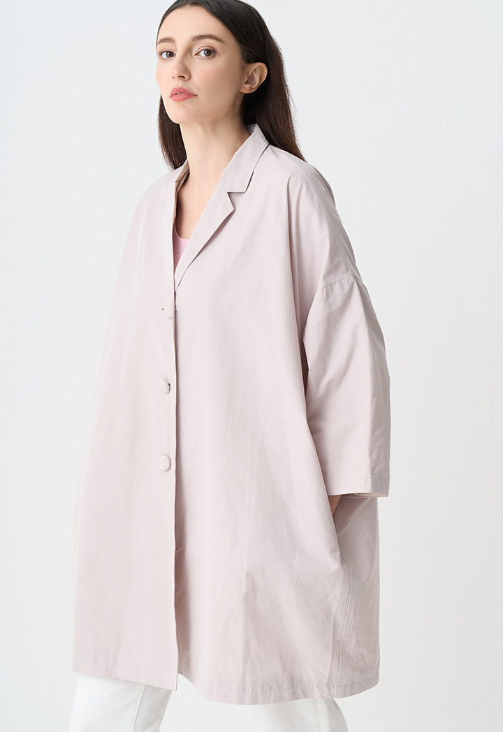 Choice Solid Single Breasted Jacket Beige