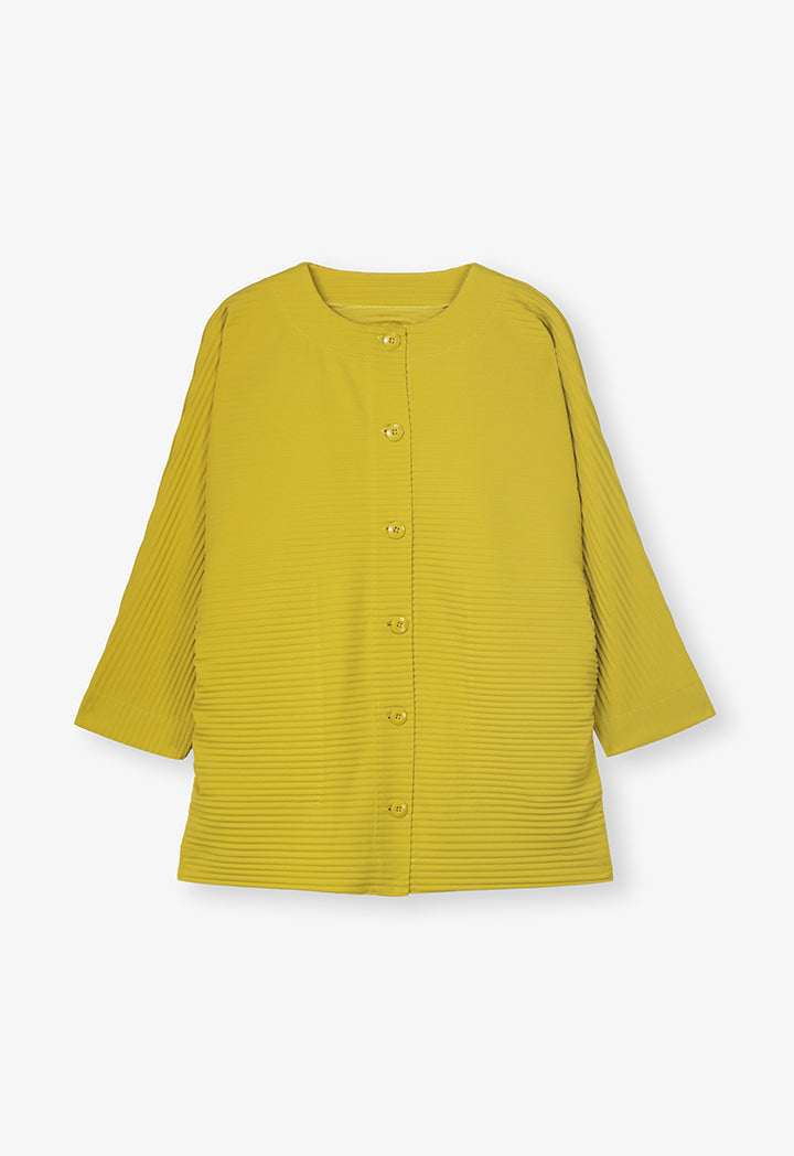 Choice Long Dolman Sleeves Pleated Jacket Yellow