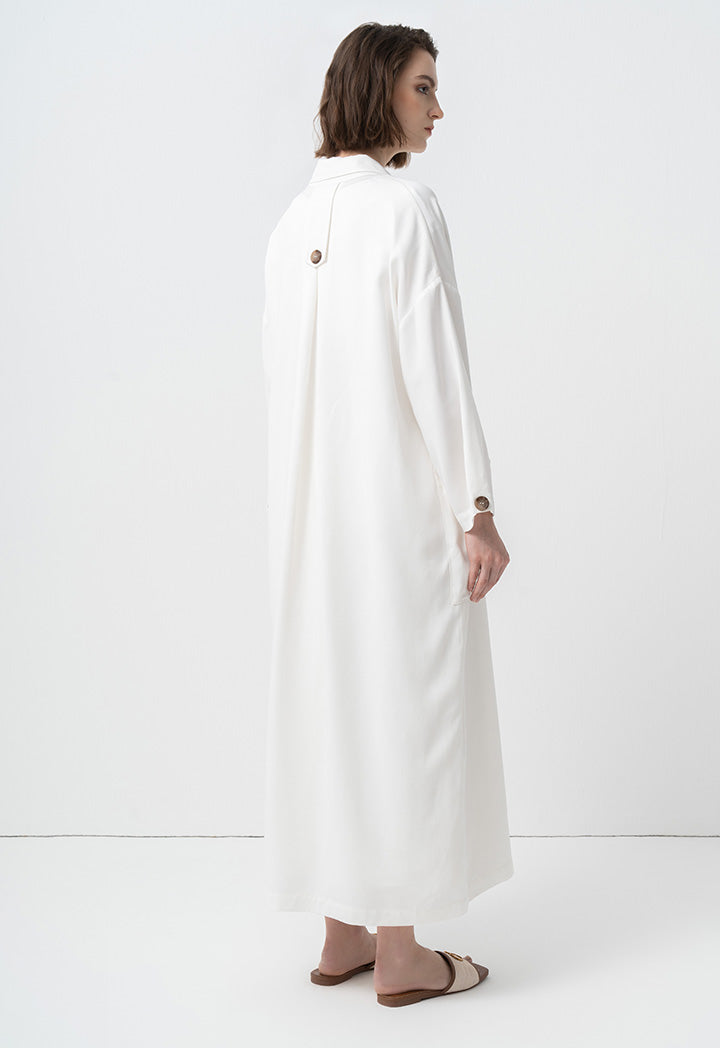 Choice Solid Oversize Maxi Open Abaya  Off White