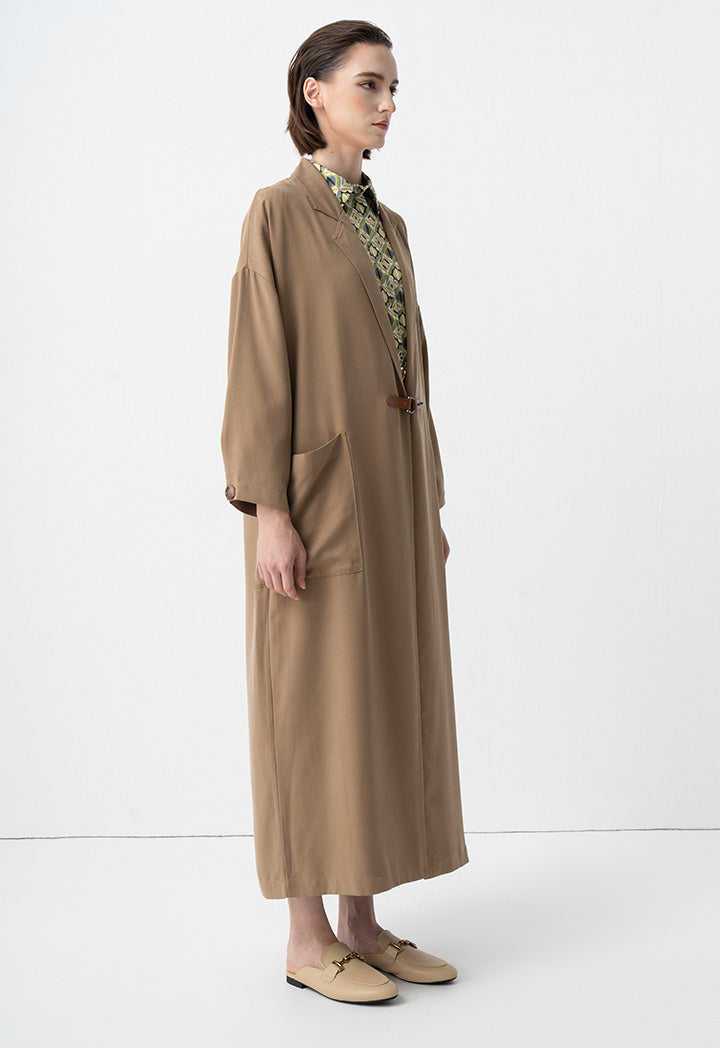 Choice Solid Oversize Maxi Open Abaya  Khaki