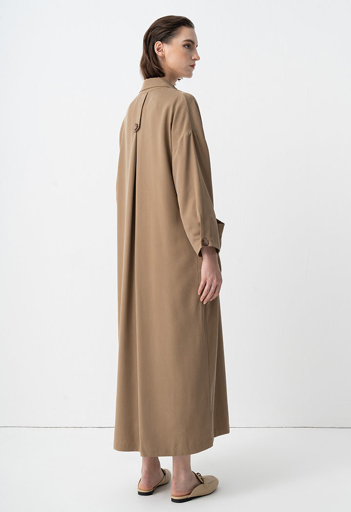 Choice Solid Oversize Maxi Open Abaya  Khaki