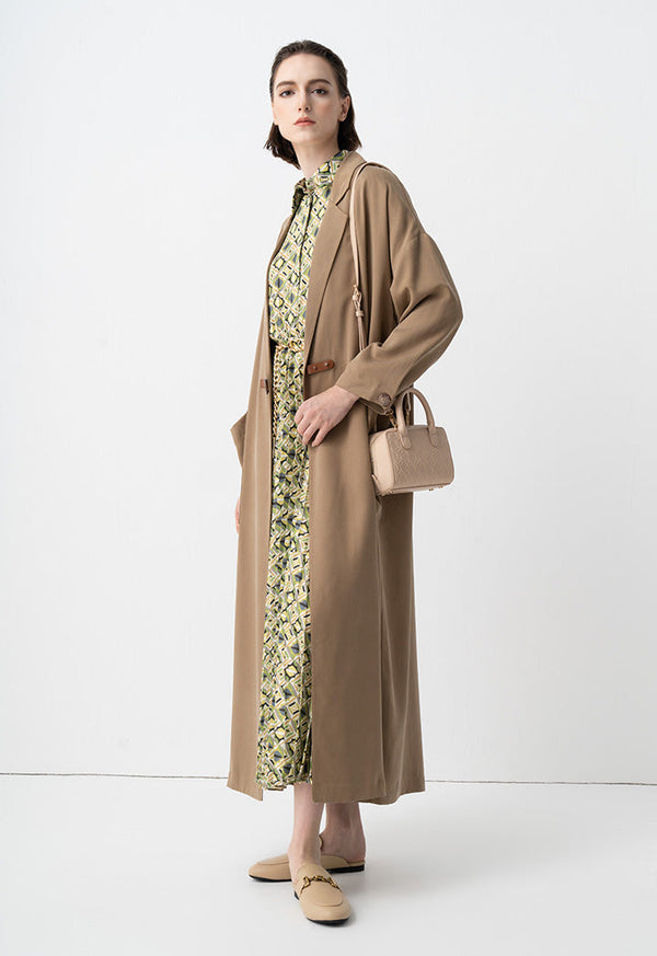 Choice Solid Oversize Maxi Open Abaya  Khaki