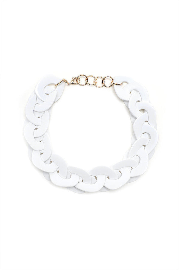 Choice Flat Geometric Chunky Acrylic Choker White