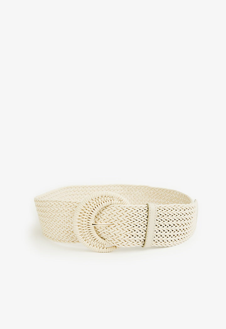 Choice Braided Belt With Buckle Detail Light Beige