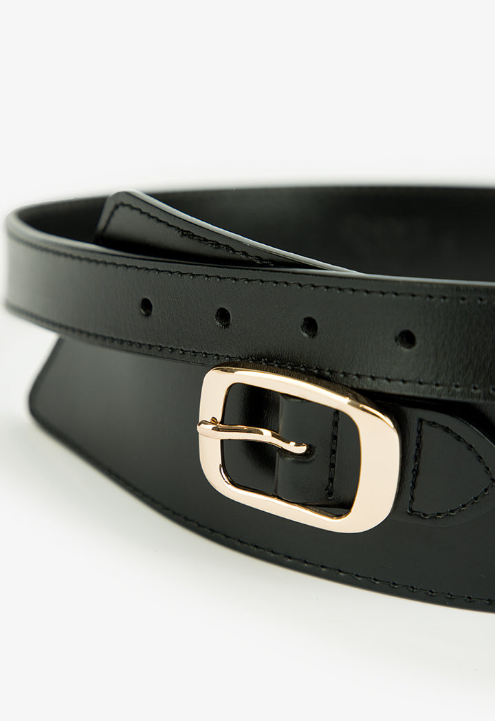 Choice Solid Belt With Buckle Detail Black