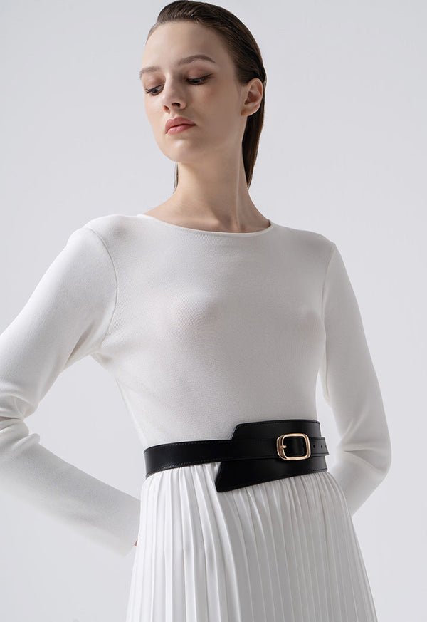 Choice Solid Belt With Buckle Detail Black