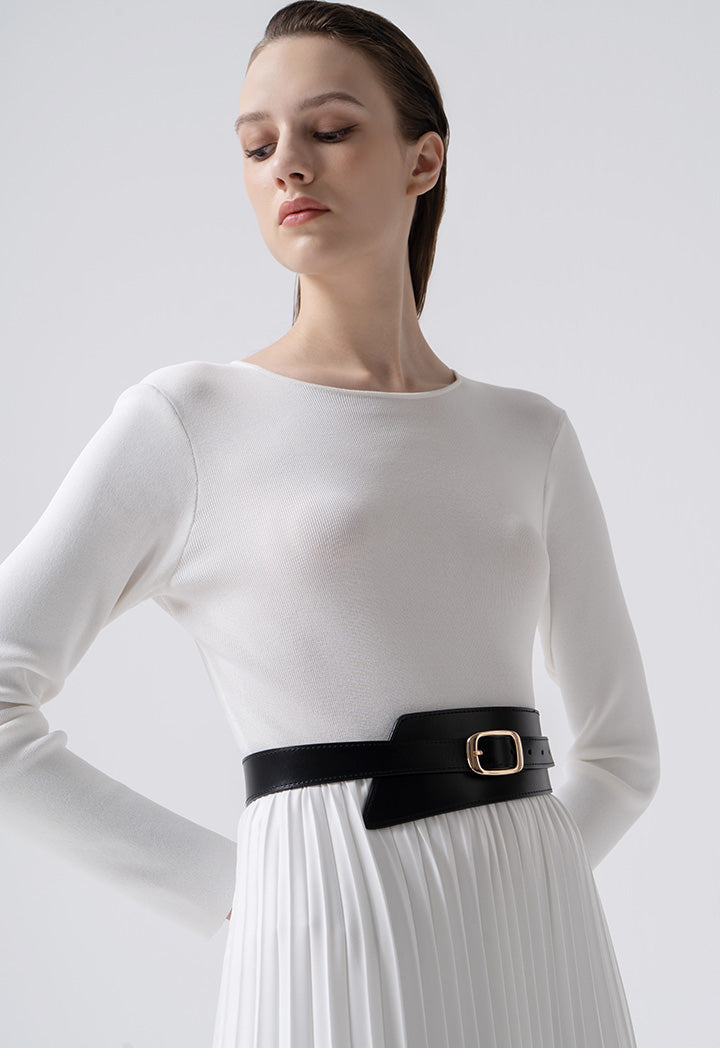 Choice Solid Belt With Buckle Detail Black