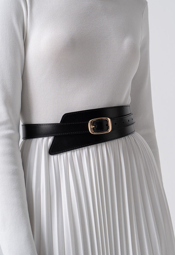 Choice Solid Belt With Buckle Detail Black