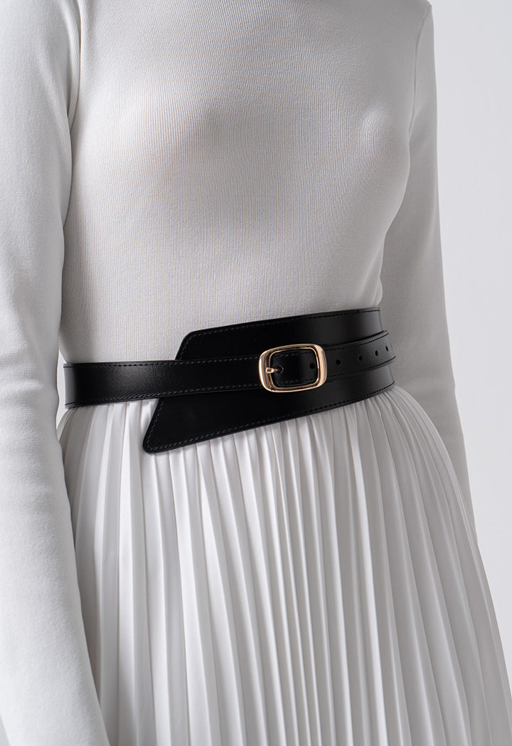 Choice Solid Belt With Buckle Detail Black