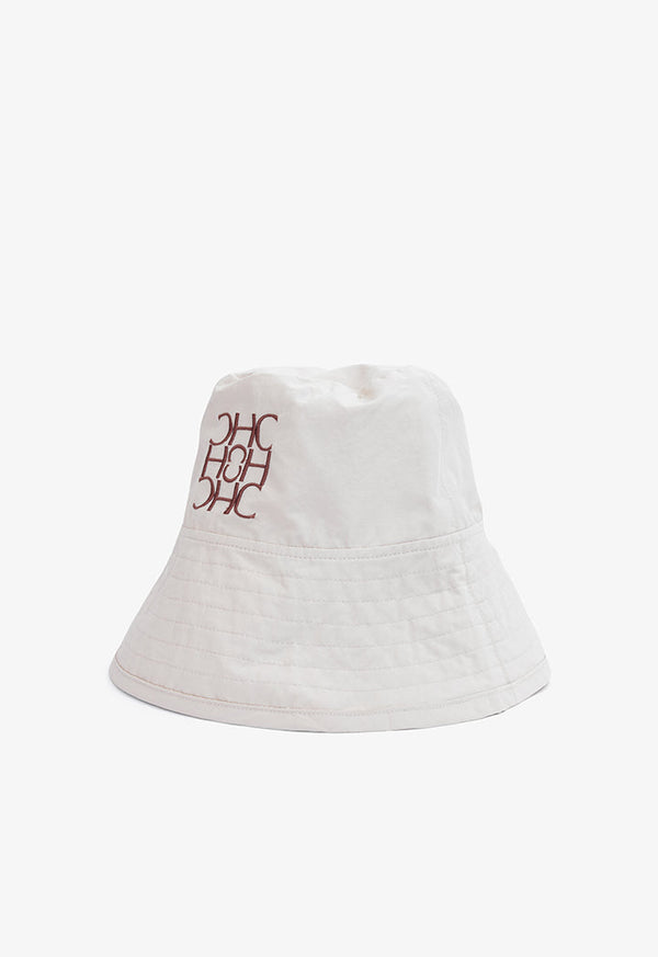 Choice Solid Branded Bucket Hat  Beige